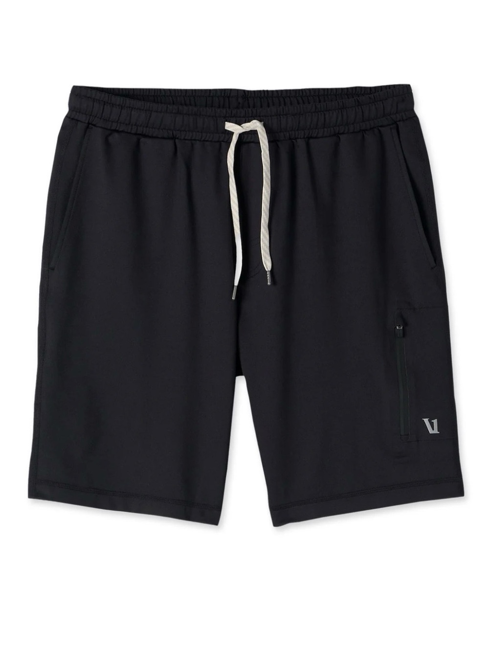 Vuori Black Athletic Drawstring Shorts with White Cord